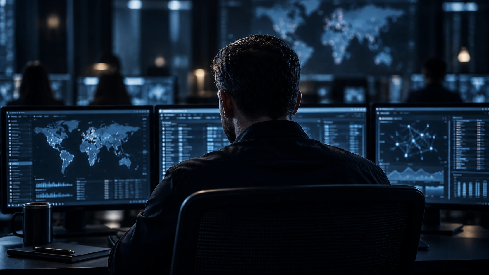 Cybersecurity analyst reviewing incident data