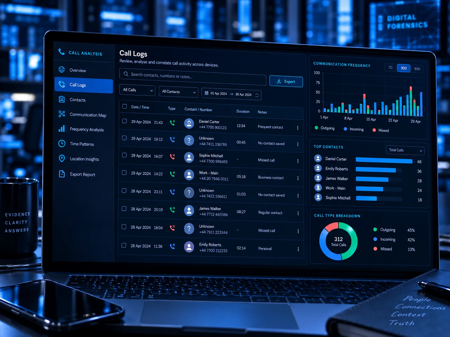 Call log analysis workstation