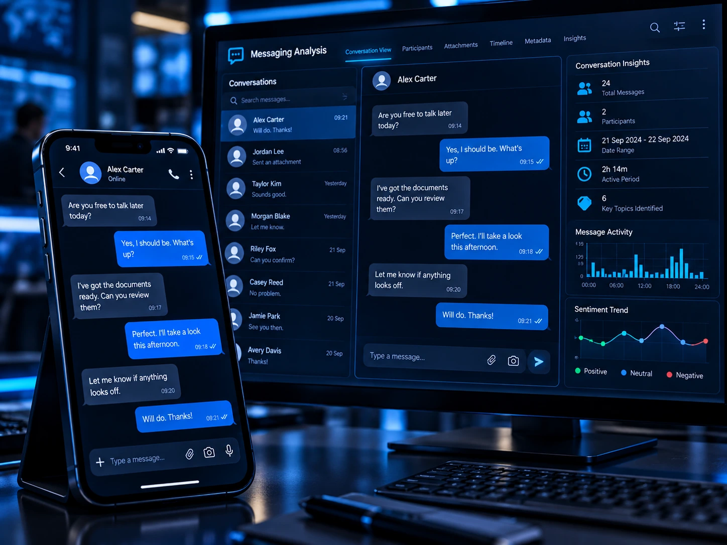 Messaging analysis workstation
