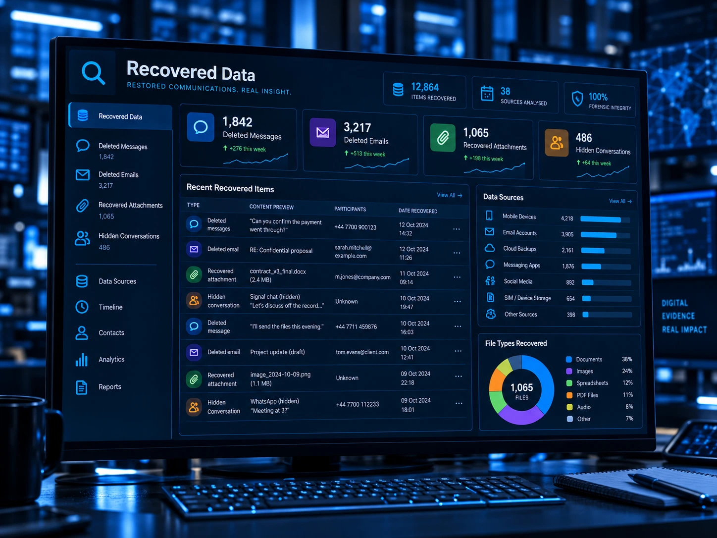 Recovered communications dashboard