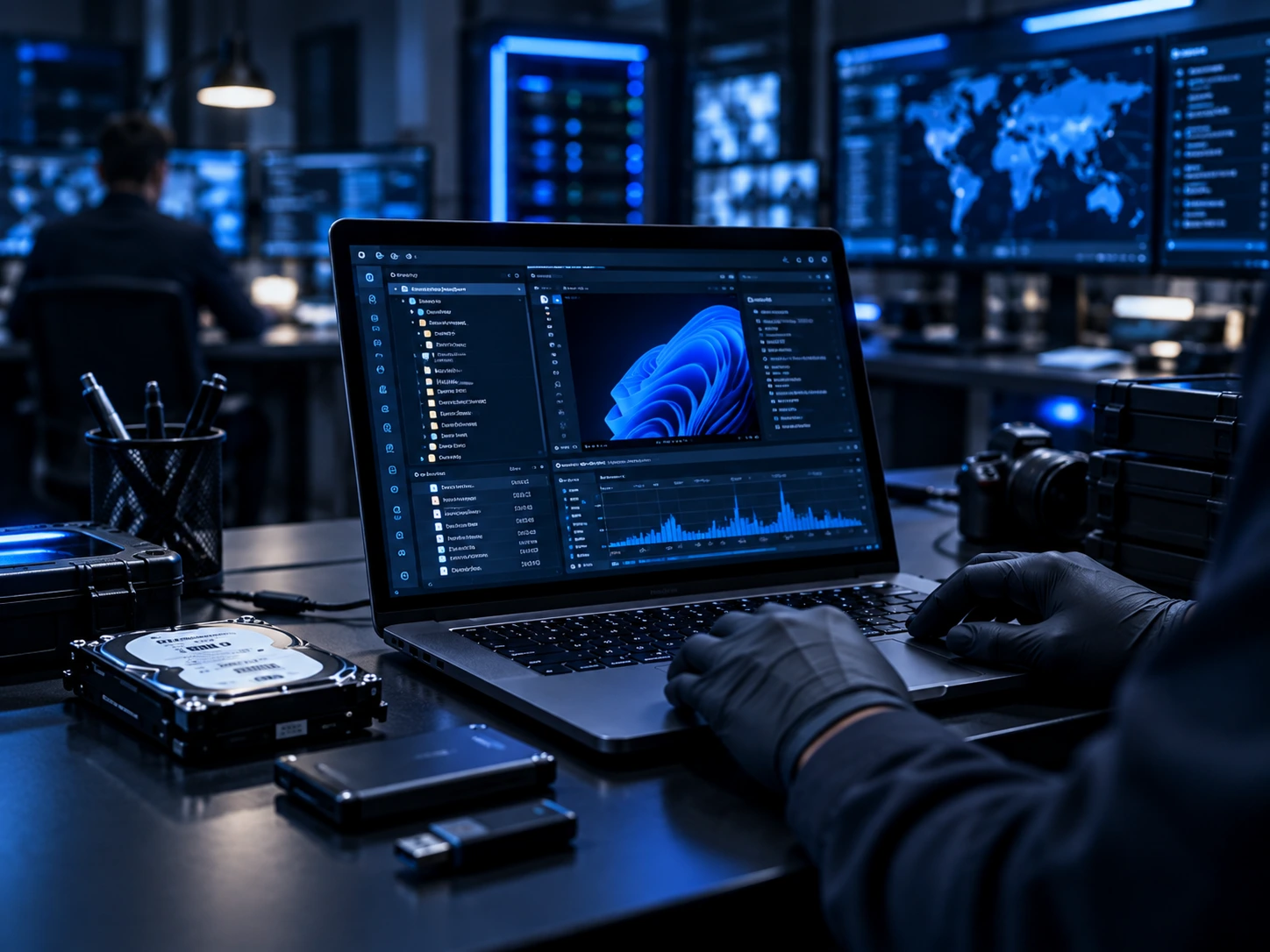Laptop under forensic analysis