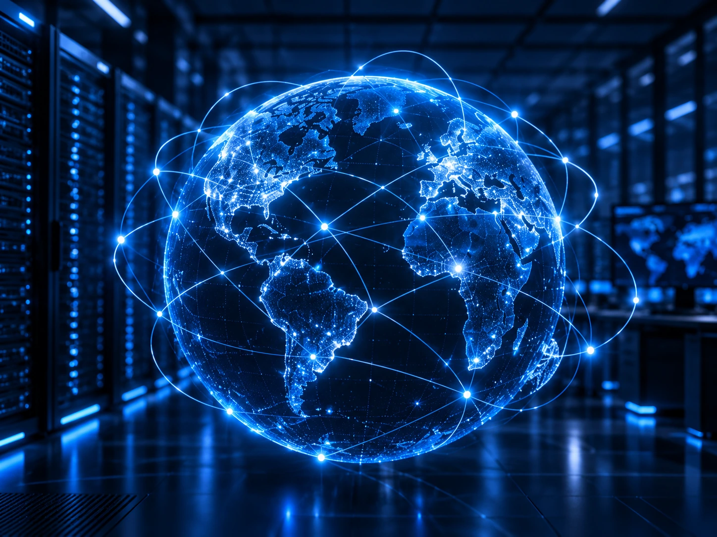 Holographic earth and network connections symbolising authentication events